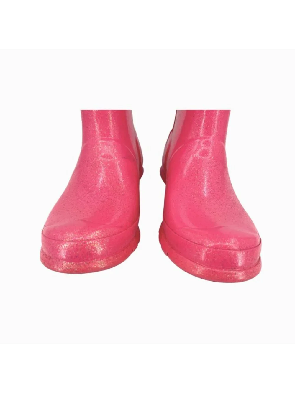 Hunter Girls Pink Glitter Rain Boots Size 4 US Durable Waterproof Mid-Calf
